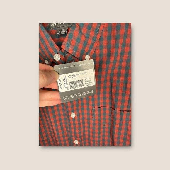 Eddie Bauer Men’s Mountain Long Sleeve Legend Wash Poplin in Canyon Clay Size La - Picture 5 of 6